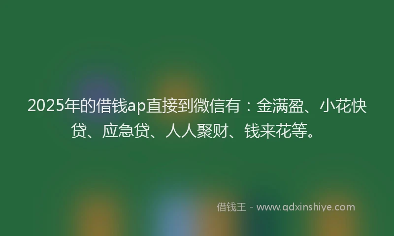 2025年的借钱ap直接到微信有：金满盈、小花快贷、应急贷、人人聚财、钱来花等。