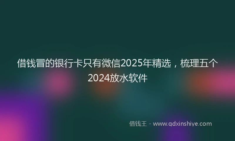 借钱冒的银行卡只有微信2025年精选，梳理五个2024放水软件