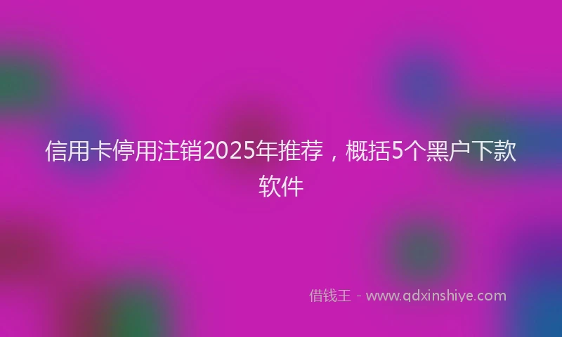 信用卡停用注销2025年推荐，概括5个黑户下款软件