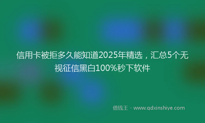信用卡被拒多久能知道2025年精选，汇总5个无视征信黑白100%秒下软件