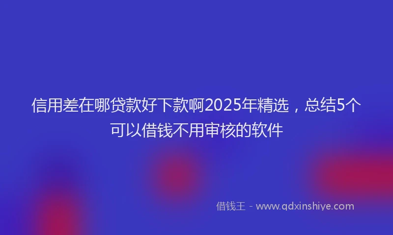 信用差在哪贷款好下款啊2025年精选，总结5个可以借钱不用审核的软件