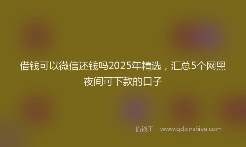 借钱可以微信还钱吗2025年精选，汇总5个网黑夜间可下款的口子