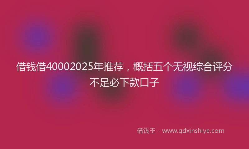 借钱借40002025年推荐，概括五个无视综合评分不足必下款口子