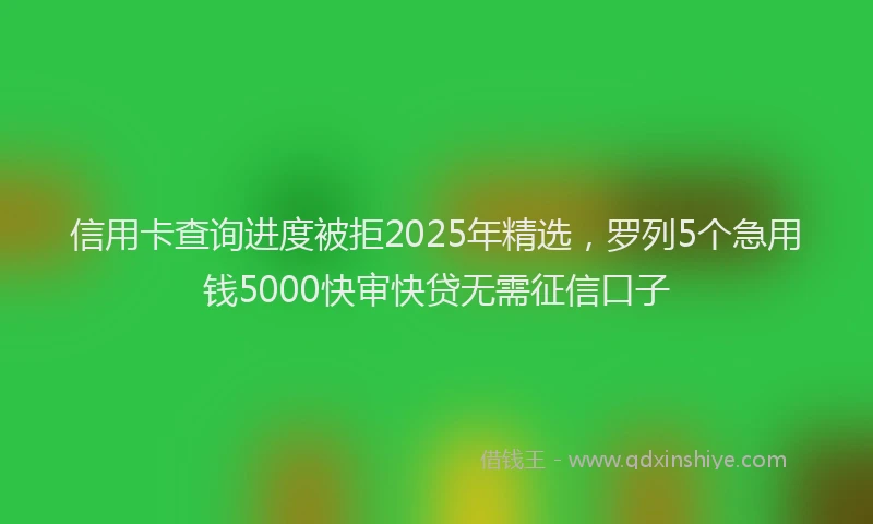 信用卡查询进度被拒2025年精选，罗列5个急用钱5000快审快贷无需征信口子