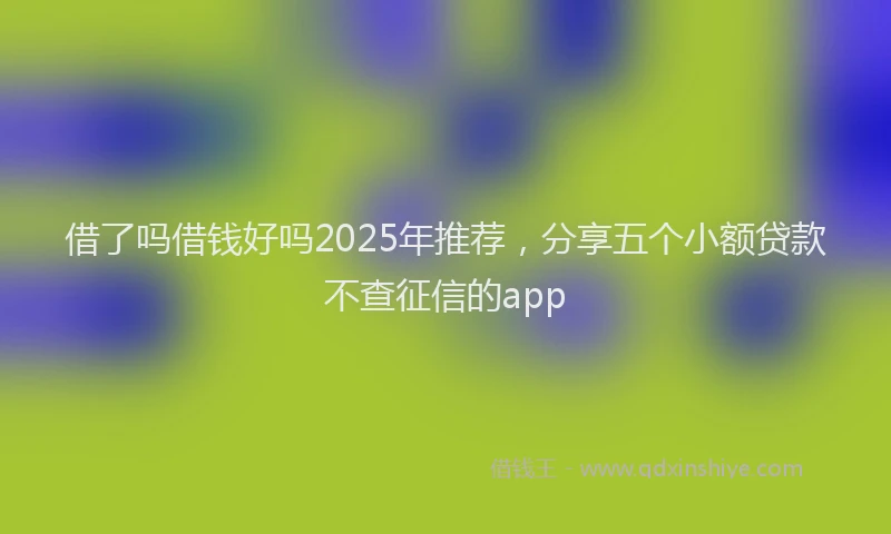 借了吗借钱好吗2025年推荐，分享五个小额贷款不查征信的app