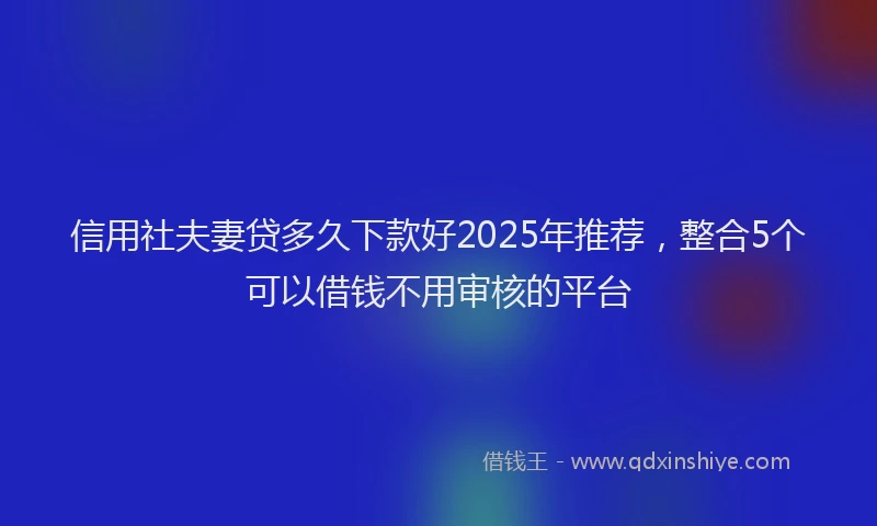 信用社夫妻贷多久下款好2025年推荐，整合5个可以借钱不用审核的平台