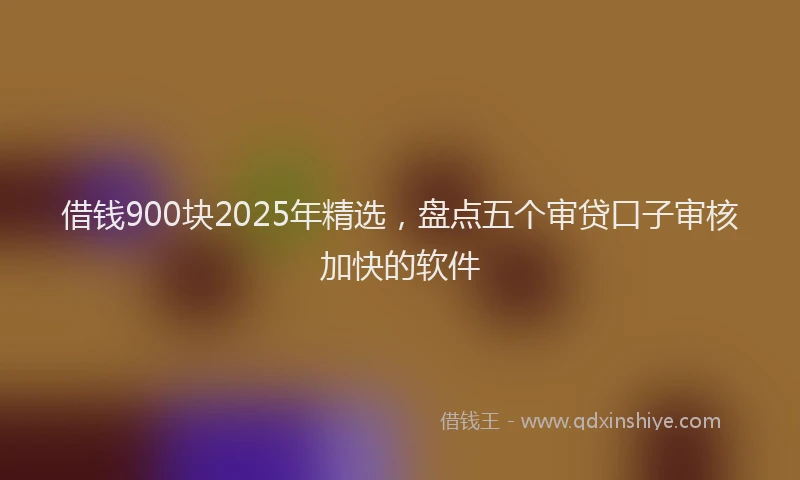 借钱900块2025年精选，盘点五个审贷口子审核加快的软件