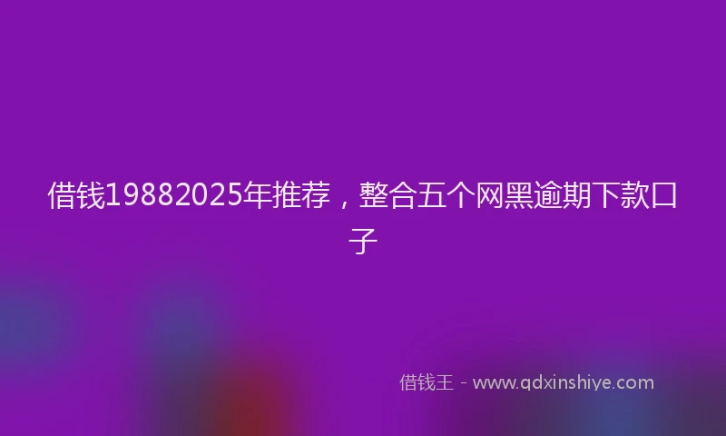 借钱19882025年推荐，整合五个网黑逾期下款口子