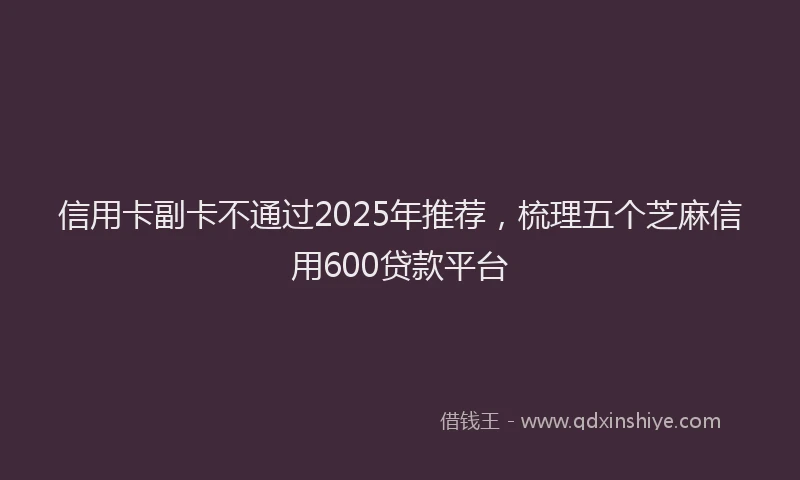 信用卡副卡不通过2025年推荐，梳理五个芝麻信用600贷款平台
