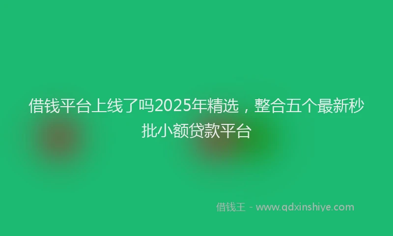 借钱平台上线了吗2025年精选，整合五个最新秒批小额贷款平台