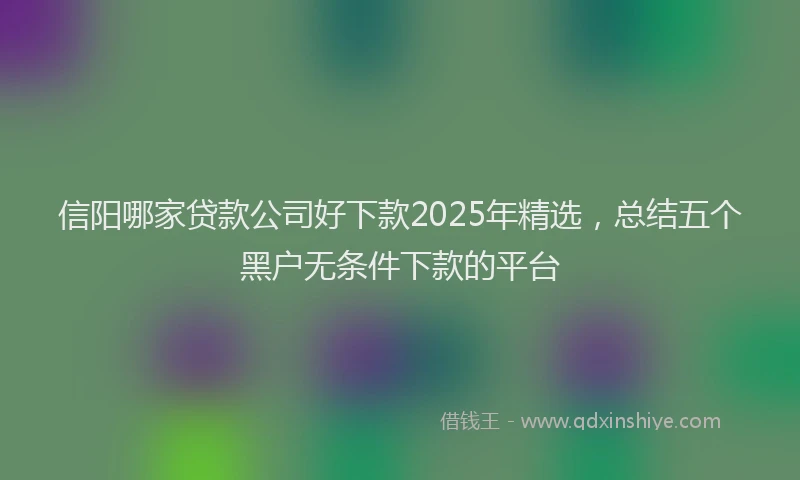 信阳哪家贷款公司好下款2025年精选，总结五个黑户无条件下款的平台