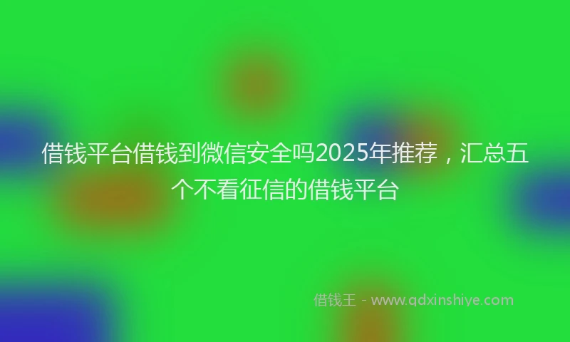 借钱平台借钱到微信安全吗2025年推荐，汇总五个不看征信的借钱平台