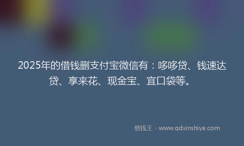 2025年的借钱删支付宝微信有：哆哆贷、钱速达贷、享来花、现金宝、宜口袋等。