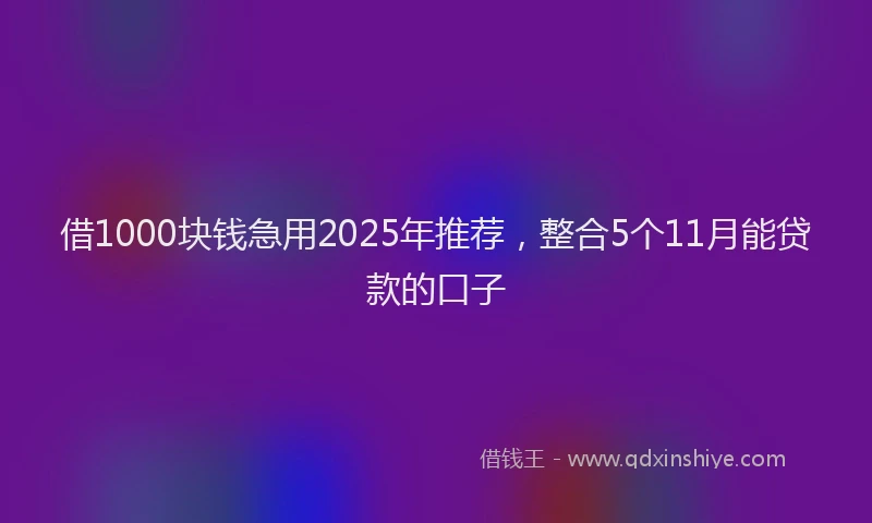借1000块钱急用2025年推荐，整合5个11月能贷款的口子