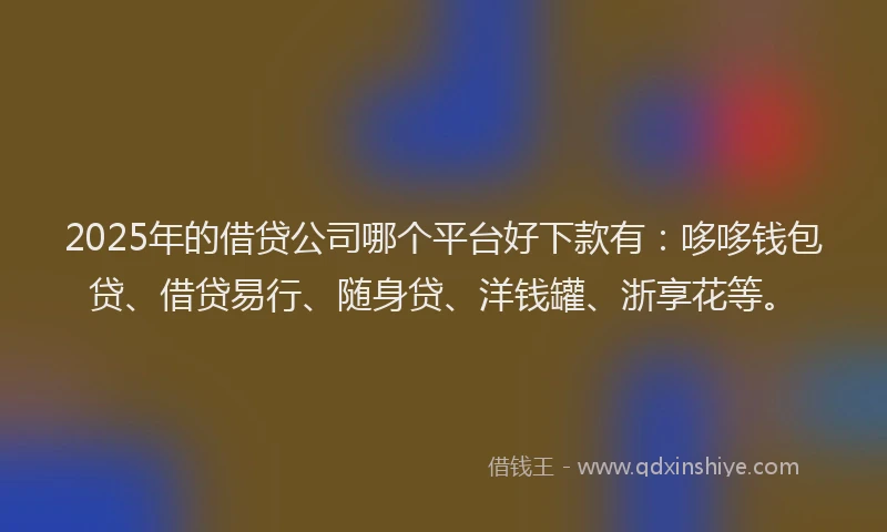 2025年的借贷公司哪个平台好下款有：哆哆钱包贷、借贷易行、随身贷、洋钱罐、浙享花等。