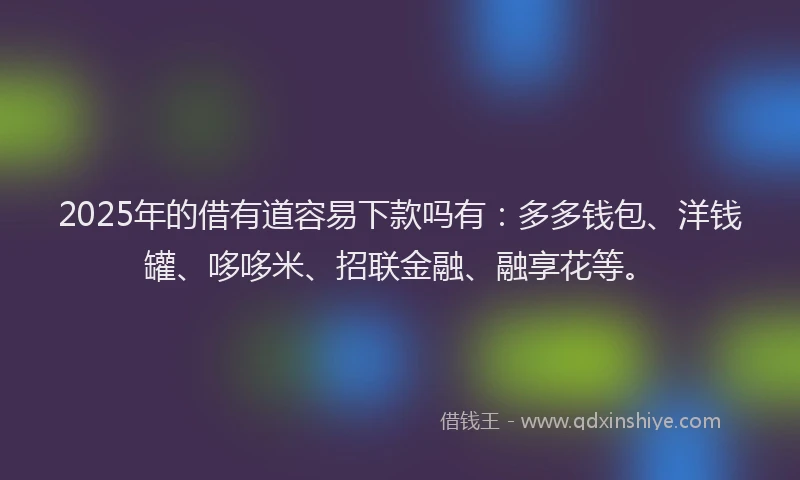 2025年的借有道容易下款吗有：多多钱包、洋钱罐、哆哆米、招联金融、融享花等。