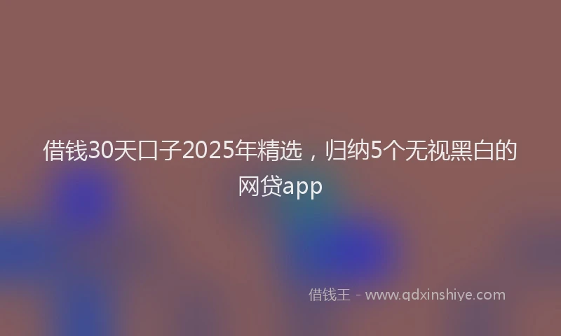 借钱30天口子2025年精选，归纳5个无视黑白的网贷app