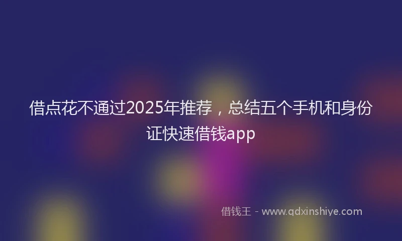 借点花不通过2025年推荐，总结五个手机和身份证快速借钱app