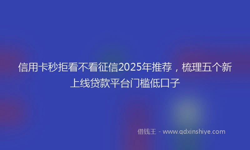 信用卡秒拒看不看征信2025年推荐,梳理五个新上线贷款平台门槛低口子