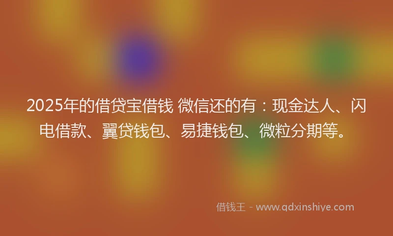 2025年的借贷宝借钱 微信还的有：现金达人、闪电借款、翼贷钱包、易捷钱包、微粒分期等。