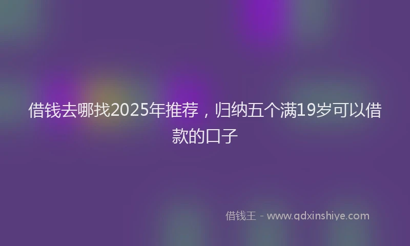 借钱去哪找2025年推荐，归纳五个满19岁可以借款的口子
