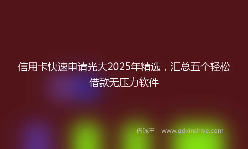 信用卡快速申请光大2025年精选，汇总五个轻松借款无压力软件