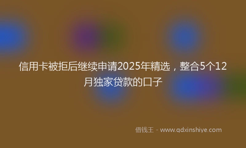 信用卡被拒后继续申请2025年精选，整合5个12月独家贷款的口子