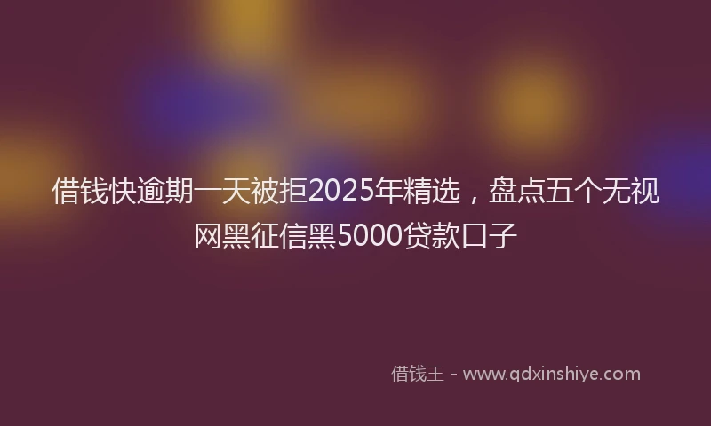 借钱快逾期一天被拒2025年精选，盘点五个无视网黑征信黑5000贷款口子