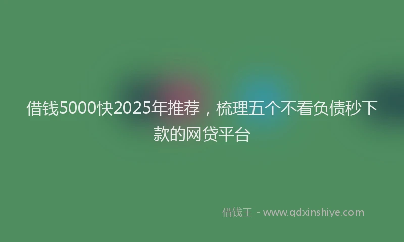 借钱5000快2025年推荐，梳理五个不看负债秒下款的网贷平台