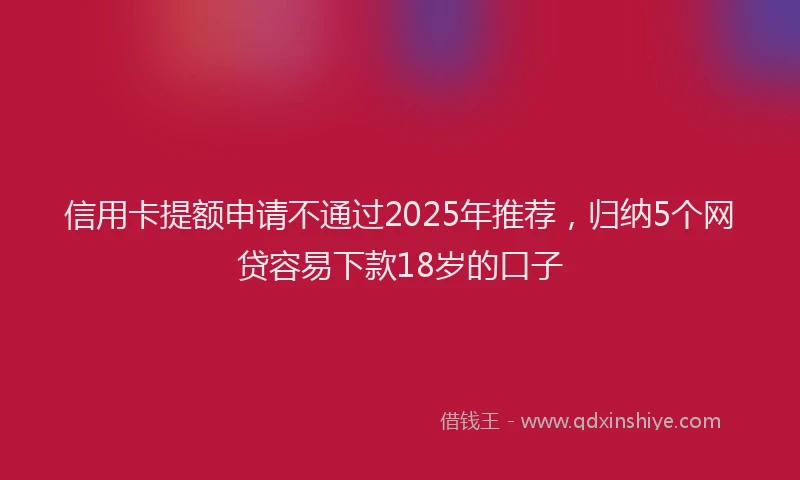 信用卡提额申请不通过2025年推荐,归纳5个网贷容易下款18岁的口子