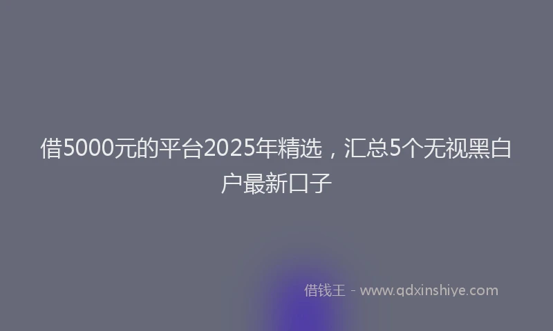 借5000元的平台2025年精选，汇总5个无视黑白户最新口子