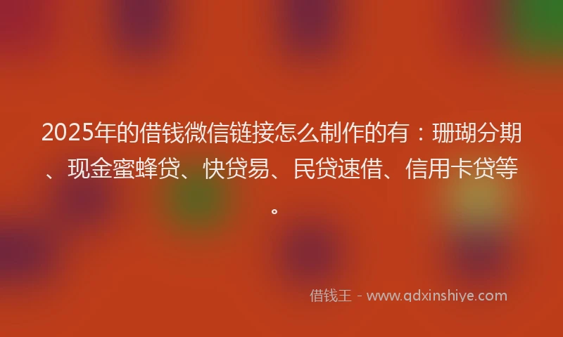 2025年的借钱微信链接怎么制作的有：珊瑚分期、现金蜜蜂贷、快贷易、民贷速借、信用卡贷等。
