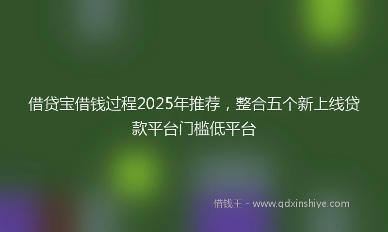 借贷宝借钱过程2025年推荐,整合五个新上线贷款平台门槛低平台
