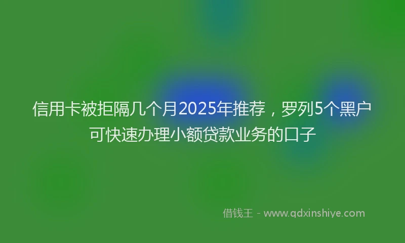 信用卡被拒隔几个月2025年推荐,罗列5个黑户可快速办理小额贷款业务的口子