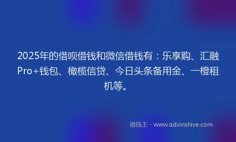 2025年的借呗借钱和微信借钱有：乐享购、汇融Pro+钱包、橄榄信贷、今日头条备用金、一橙租机等。
