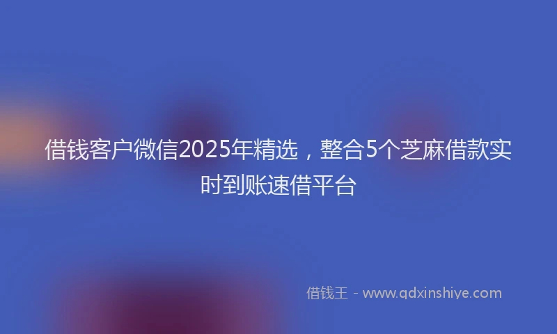 借钱客户微信2025年精选，整合5个芝麻借款实时到账速借平台