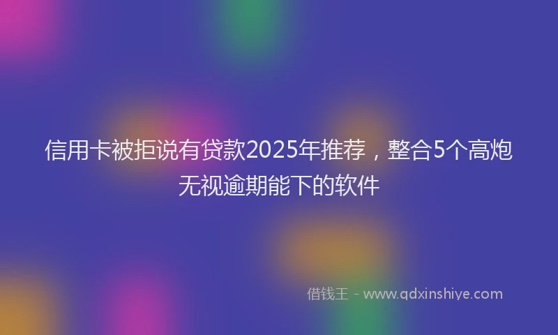 信用卡被拒说有贷款2025年推荐，整合5个高炮无视逾期能下的软件