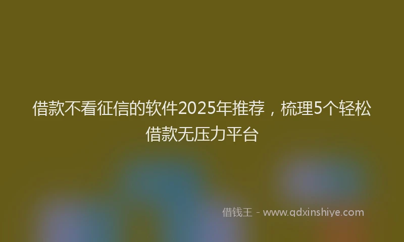 借款不看征信的软件2025年推荐，梳理5个轻松借款无压力平台