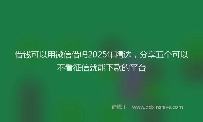 借钱可以用微信借吗2025年精选，分享五个可以不看征信就能下款的平台