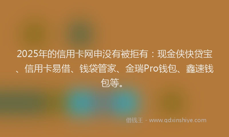 2025年的信用卡网申没有被拒有：现金侠快贷宝、信用卡易借、钱袋管家、金瑞Pro钱包、鑫速钱包等。
