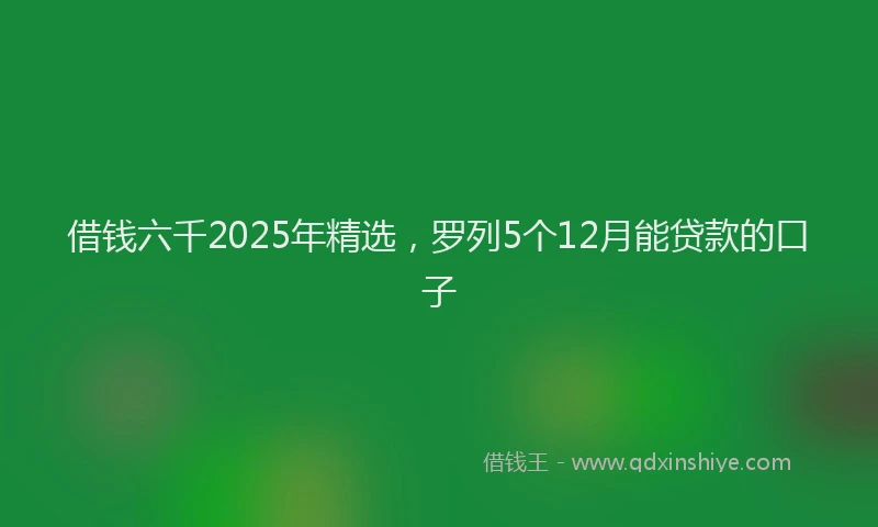 借钱六千2025年精选，罗列5个12月能贷款的口子