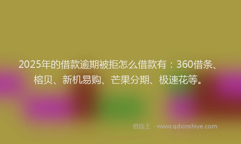 2025年的借款逾期被拒怎么借款有：360借条、榕贝、新机易购、芒果分期、极速花等。