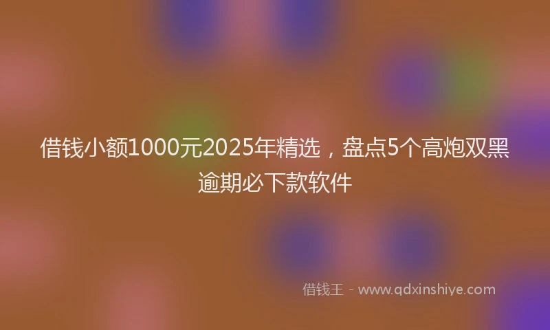 借钱小额1000元2025年精选，盘点5个高炮双黑逾期必下款软件