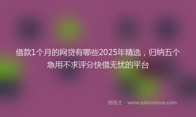 借款1个月的网贷有哪些2025年精选，归纳五个急用不求评分快借无忧的平台