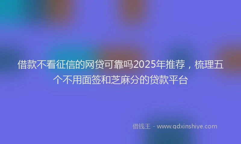 借款不看征信的网贷可靠吗2025年推荐，梳理五个不用面签和芝麻分的贷款平台