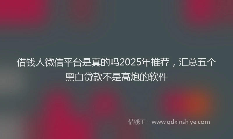 借钱人微信平台是真的吗2025年推荐，汇总五个黑白贷款不是高炮的软件