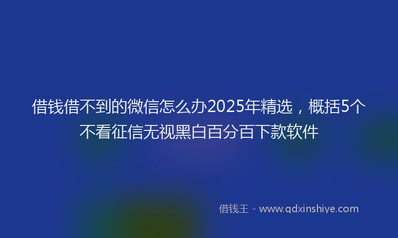 借钱借不到的微信怎么办2025年精选，概括5个不看征信无视黑白百分百下款软件