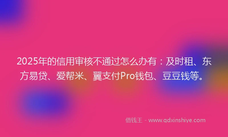 2025年的信用审核不通过怎么办有：及时租、东方易贷、爱帮米、翼支付Pro钱包、豆豆钱等。