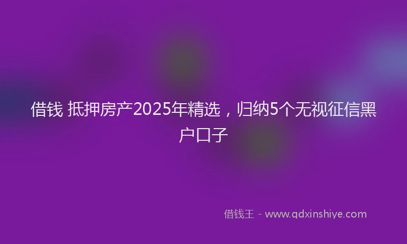 借钱 抵押房产2025年精选，归纳5个无视征信黑户口子