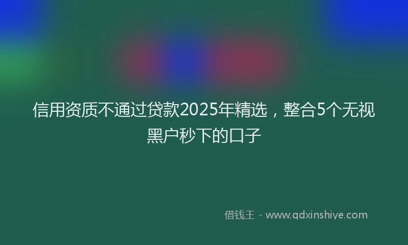 信用资质不通过贷款2025年精选，整合5个无视黑户秒下的口子